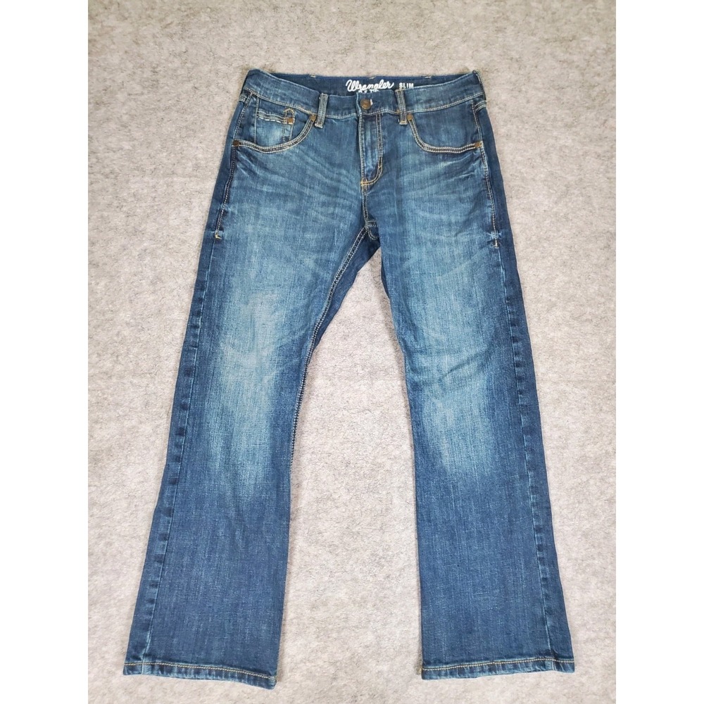 Wrangler Jeans Mens 30x28 Blue Retro Slim Boot Denim Cowboy Western Rodeo Work